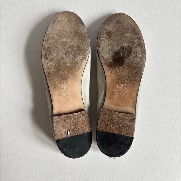 Chanel Cap Toe CC Logo Ballet Flats Gray Black Patent Leather Shoes Size EU 41 - Picture 13 of 16